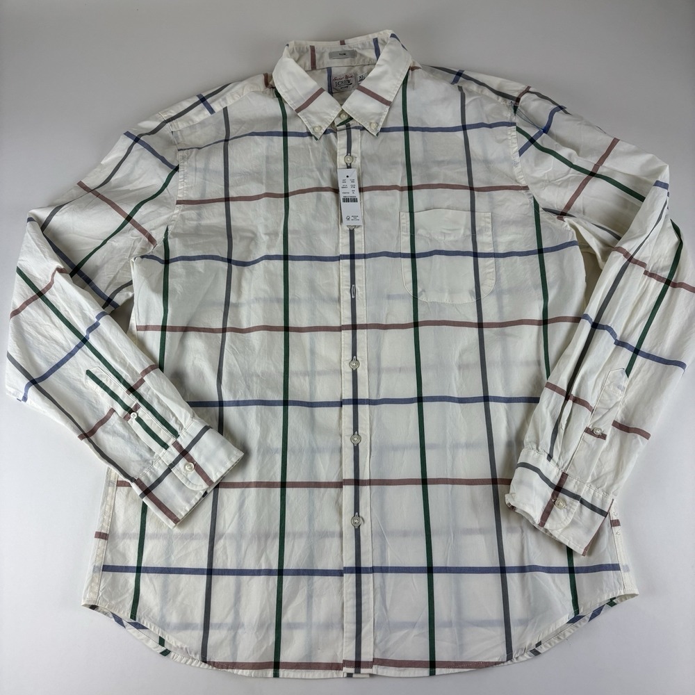 J Crew Shirt Mens XL Slim‎ Cotton Button Down Secret Wash New With Tags - Picture 3 of 9